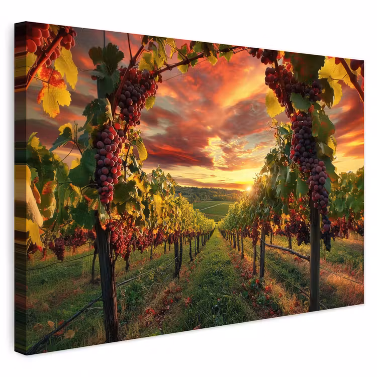 Buiten canvas - Wijngaard - Druiven - Zonsondergang — 1