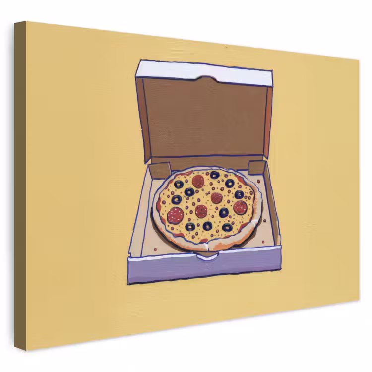Buiten canvas - Pizza - Doos - Salami - Illustratie — 1