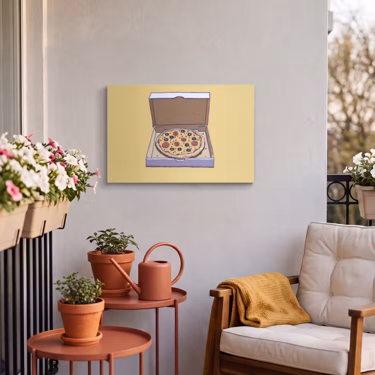 Buiten canvas - Pizza - Doos - Salami - Illustratie — 4