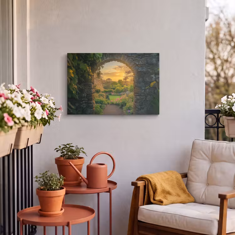 Buiten canvas - Poort - Planten - Zonsondergang — 3