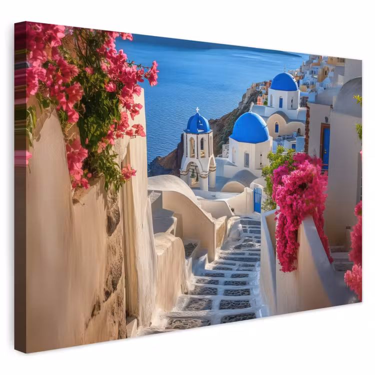 Buiten canvas - Santorini - Bloemen - Griekenland — 1