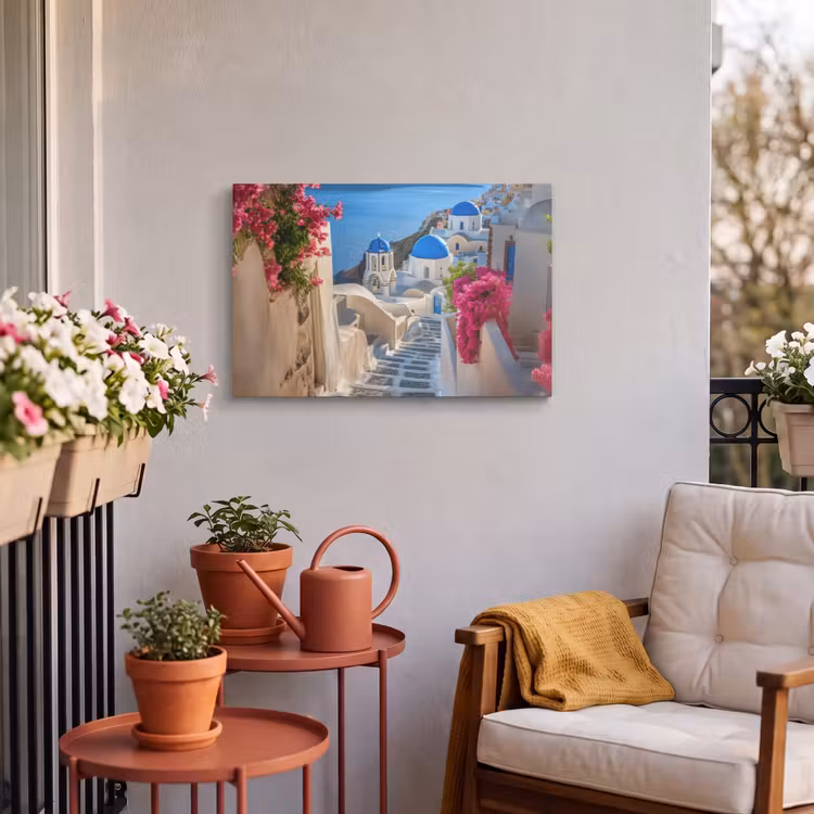 Buiten canvas - Santorini - Bloemen - Griekenland — 3
