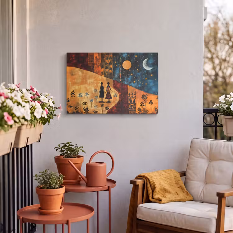 Buiten canvas - Silhouetten - Abstract - Zon - Maan — 4