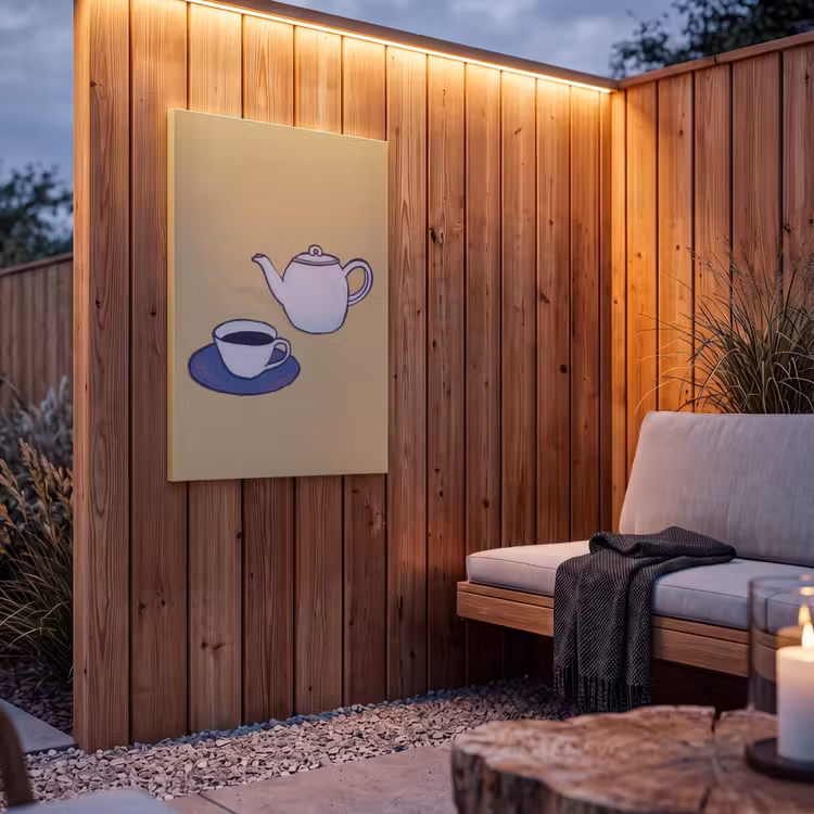 Buiten canvas - Theepot - Kopje - Beige - Illustratie — 4