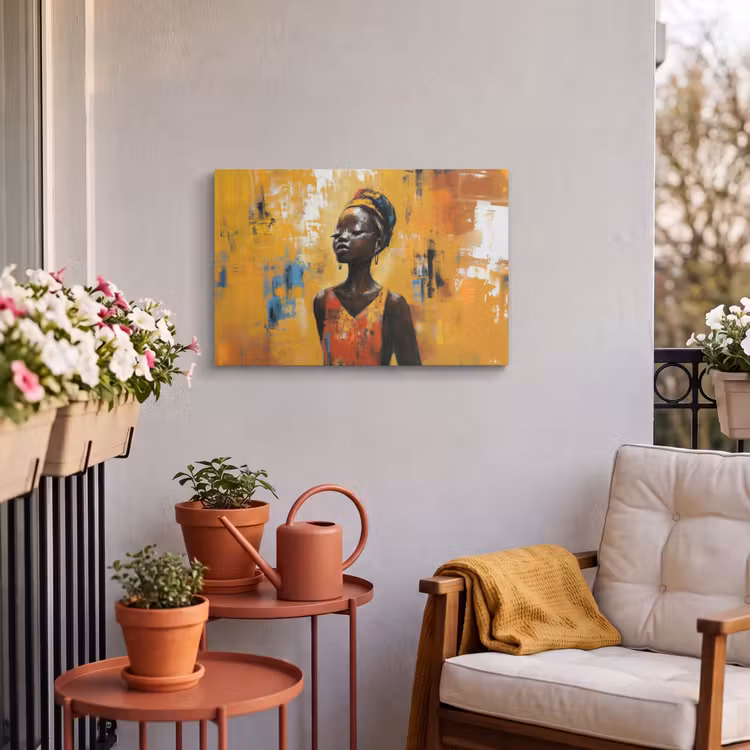 Buiten canvas - Vrouw - Ogen - Penseelstreken - Geel — 4
