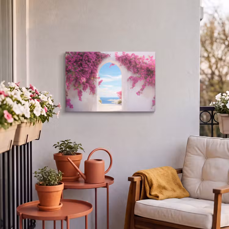 Buiten canvas - Zee - Roze - Bloemen - Poort — 4