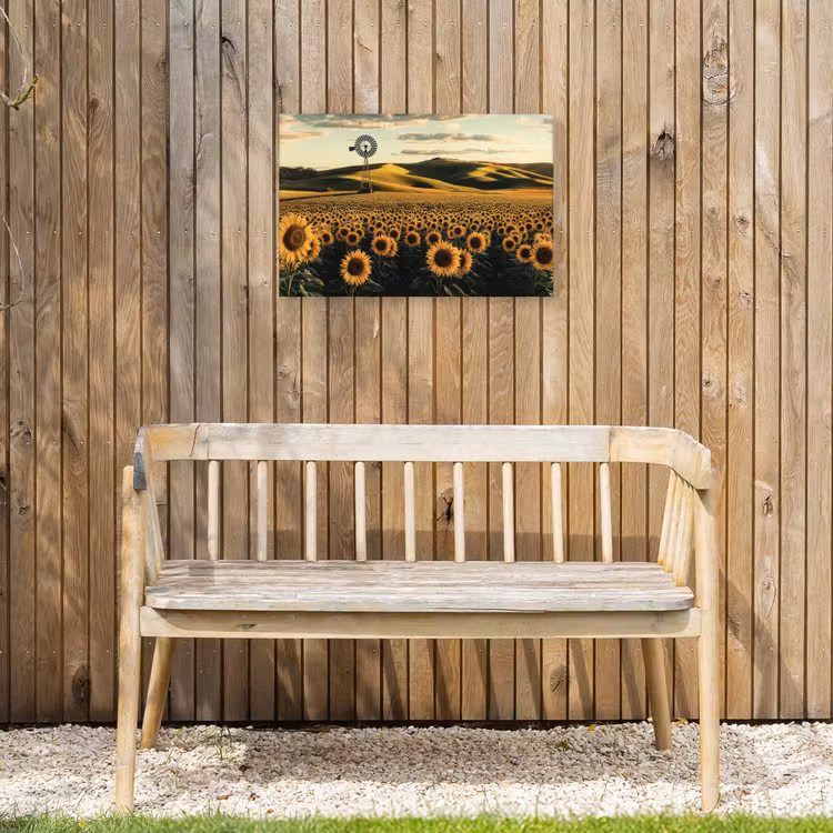 Buiten canvas - Zonnebloem - Veld - Windmolen — 3