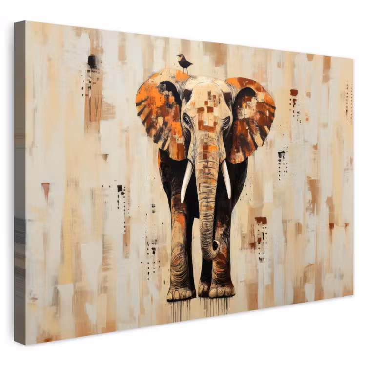 Buiten canvas - Olifant - Slurf - Mozaïek - Abstract — 1