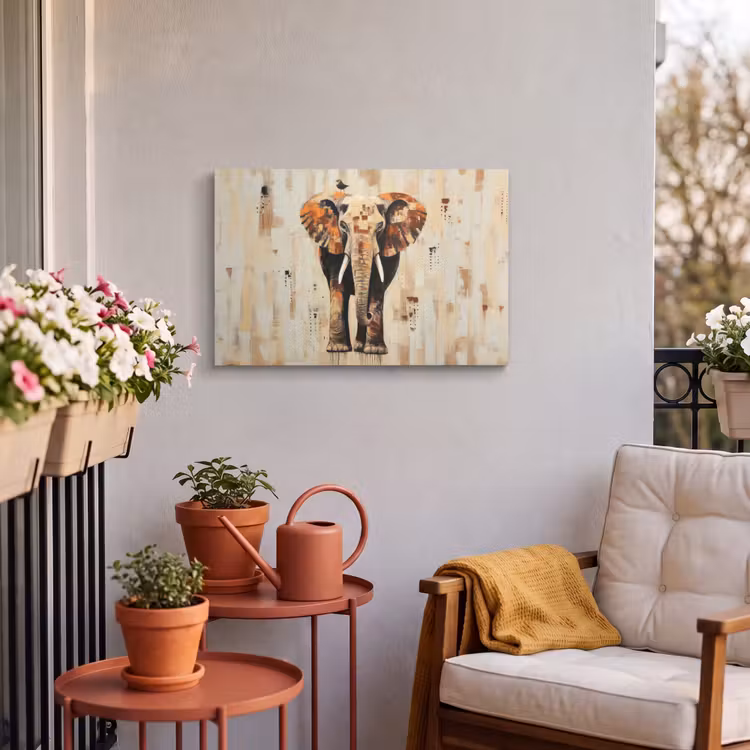 Buiten canvas - Olifant - Slurf - Mozaïek - Abstract — 4