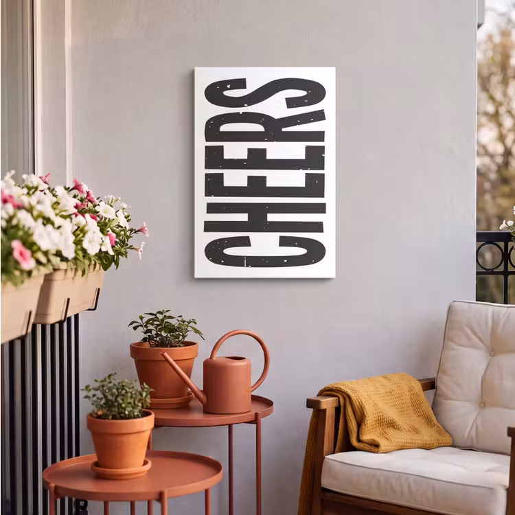 Buiten canvas - Retro - Cheers - Zwart - Decoratie — 4