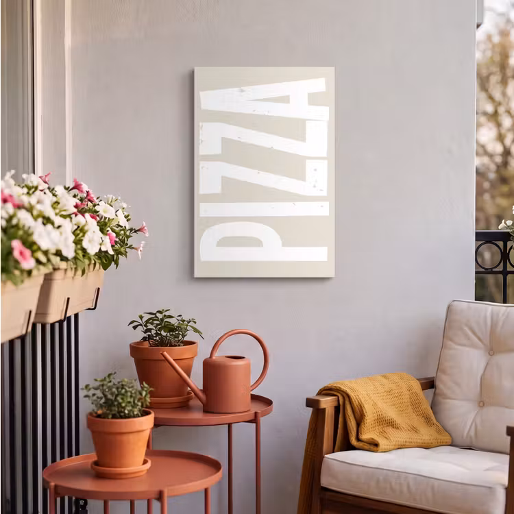 Buiten canvas - Pizza - Decoratie - Japandi - Wit — 4