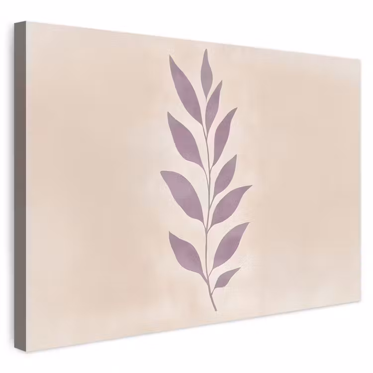 Buiten canvas - Tak - Bladeren - Minimalistisch - Beige — 1