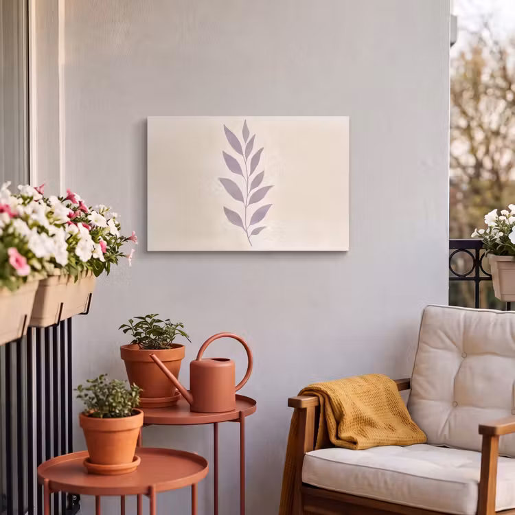 Buiten canvas - Tak - Bladeren - Minimalistisch - Beige — 4