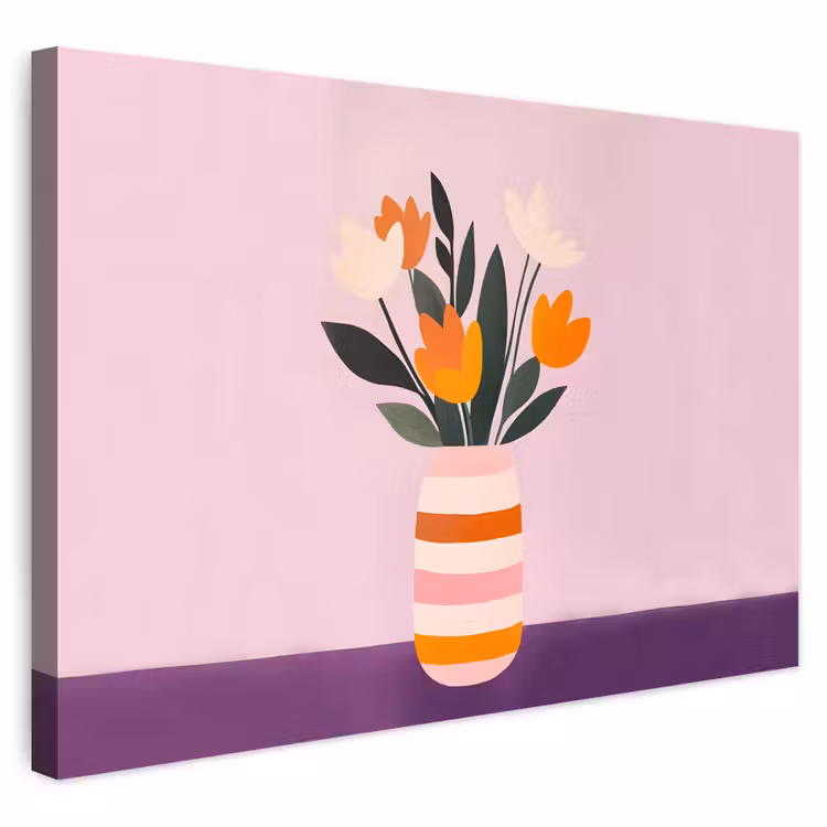 Buiten canvas - Tulpen - Vaas - Strepen - Paars — 1