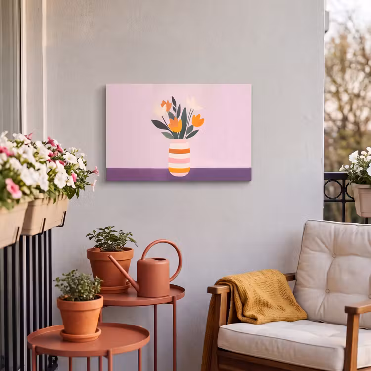 Buiten canvas - Tulpen - Vaas - Strepen - Paars — 4