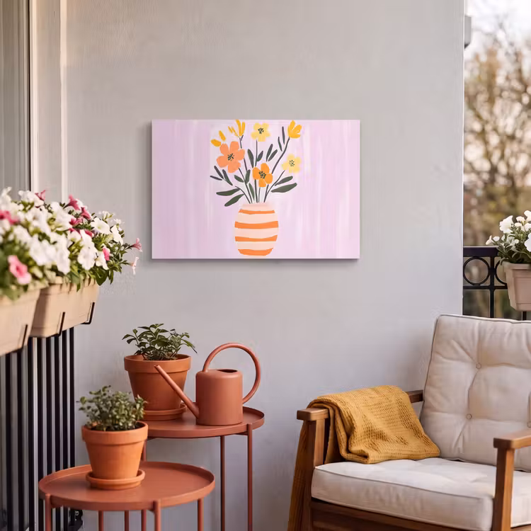 Buiten canvas - Vaas - Gestreept - Bloemen - Oranje — 4