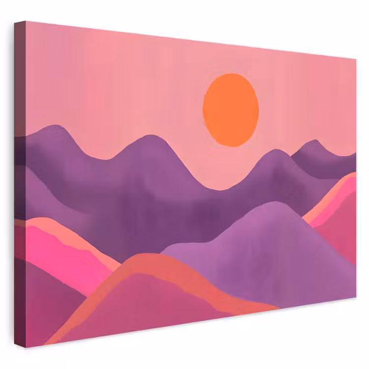 Buiten canvas - Zon - Heuvels - Paars - Abstract — 1
