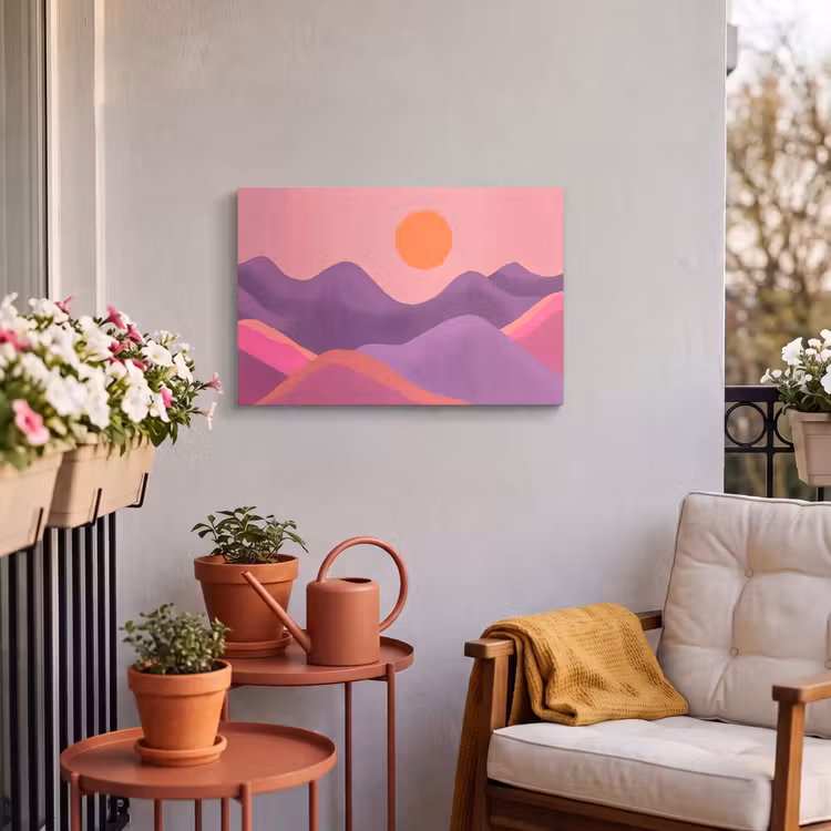 Buiten canvas - Zon - Heuvels - Paars - Abstract — 4