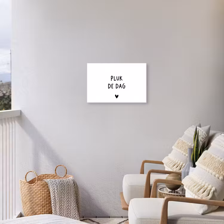 Buiten canvas - Quotes - Pluk de dag - Tekst - Zwart wit - Hartje — 4