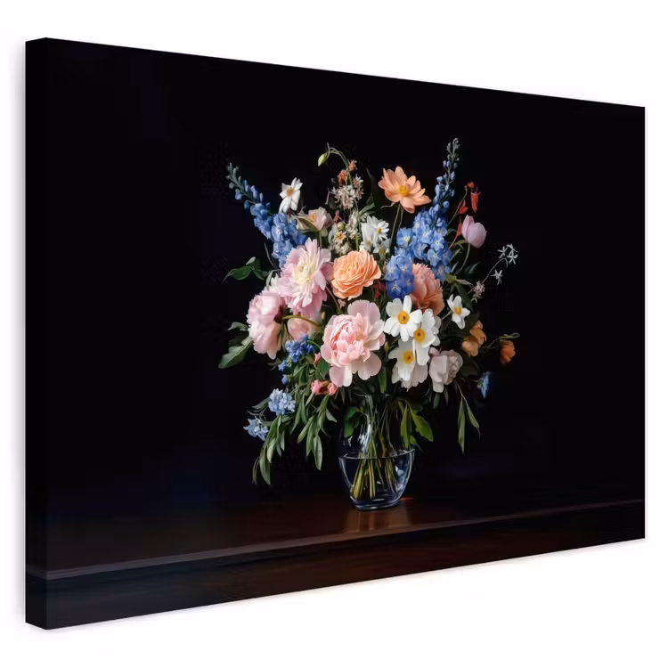 Buiten canvas - Pastel - Bloemen - Glazen - Vaas — 1