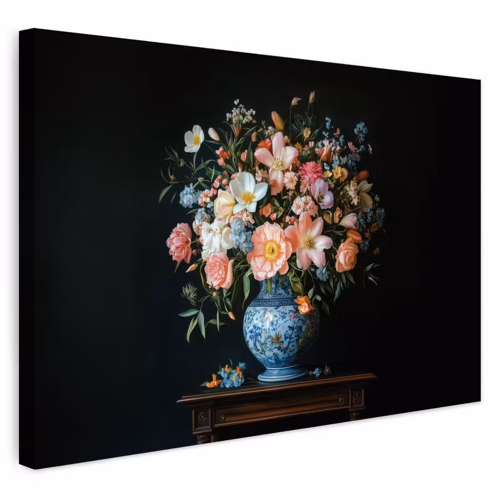 Buiten canvas - Roze - Bloemen - Vaas - Kleuren — 1