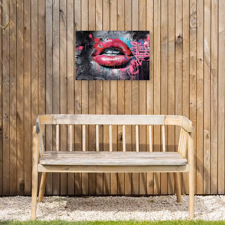 Buiten canvas - Lippen - Felroze - Graffiti - Verfstrepen — 3