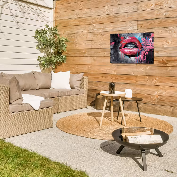 Buiten canvas - Lippen - Felroze - Graffiti - Verfstrepen — 5