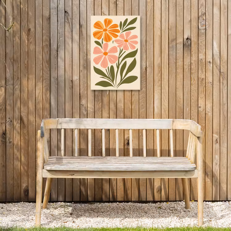 Buiten canvas - Minimalistisch - Bloemen - Bladeren - Roze — 3