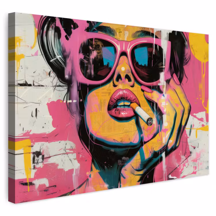 Buiten canvas - Portret - Vrouw - Abstract - Zonnebril — 1