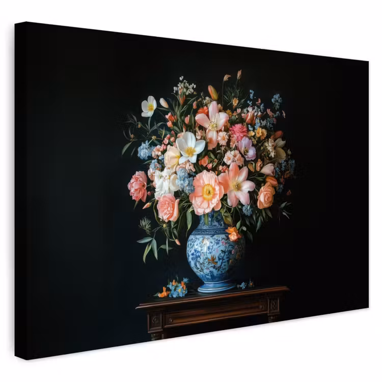 Buiten canvas - Roze - Bloemen - Vaas - Kleuren — 1
