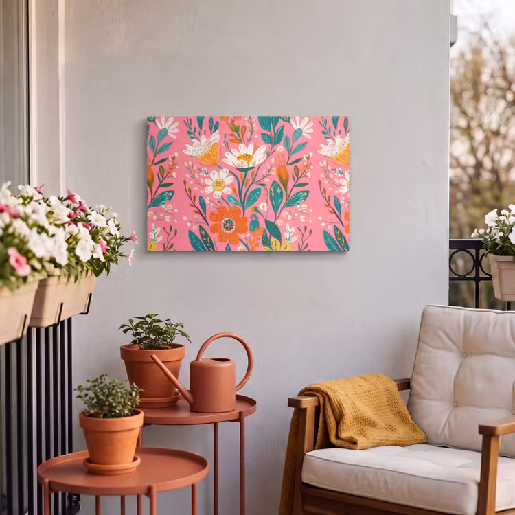 Buiten canvas - Roze - Bloemen - Wit - Oranje — 4