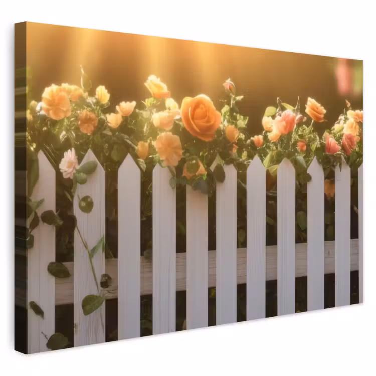 Buiten canvas - Rozen - Hek - Zonlicht — 1