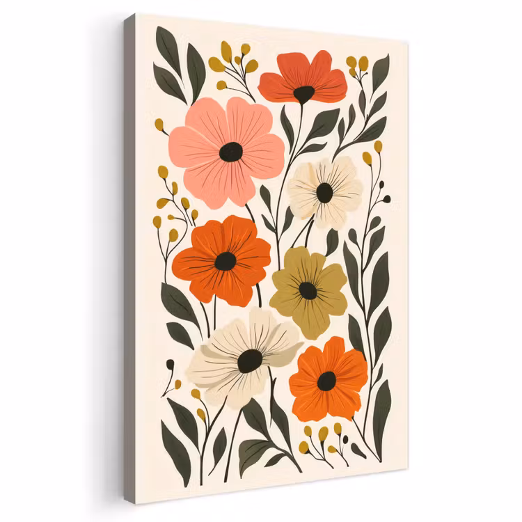 Buiten canvas - Veldbloemen - Stengels - Blaadjes - Groen — 1