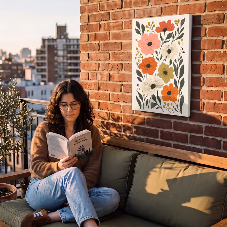 Buiten canvas - Veldbloemen - Stengels - Blaadjes - Groen — 2