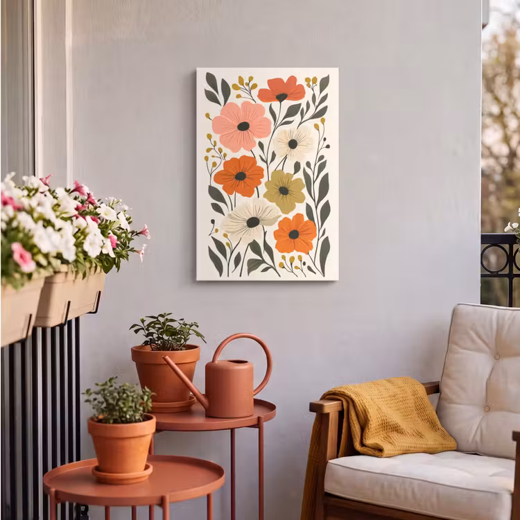 Buiten canvas - Veldbloemen - Stengels - Blaadjes - Groen — 4