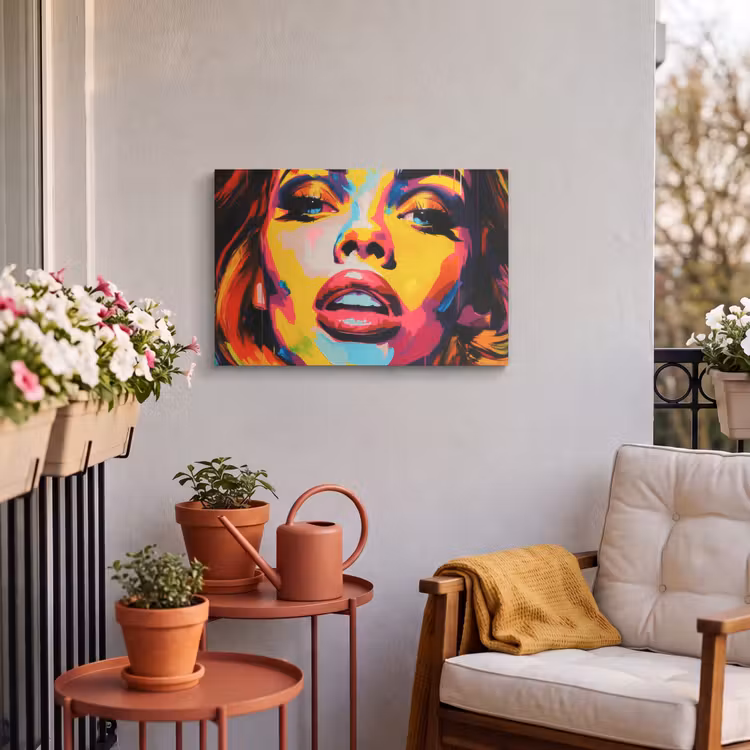 Buiten canvas - Vrouw - Gezicht - Kleurrijk — 4