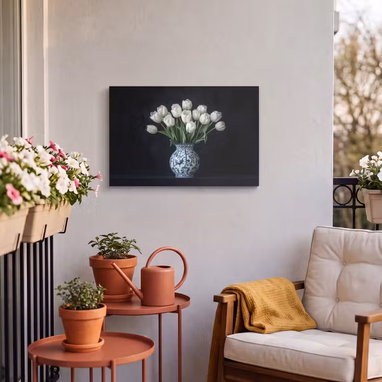 Buiten canvas - Wit - Bloemen - Tulpen - Vaas — 4
