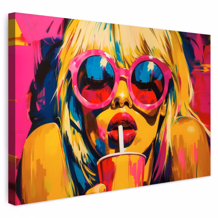 Buiten canvas - Zonnebril - Roze - Vrouw - Rietje — 1