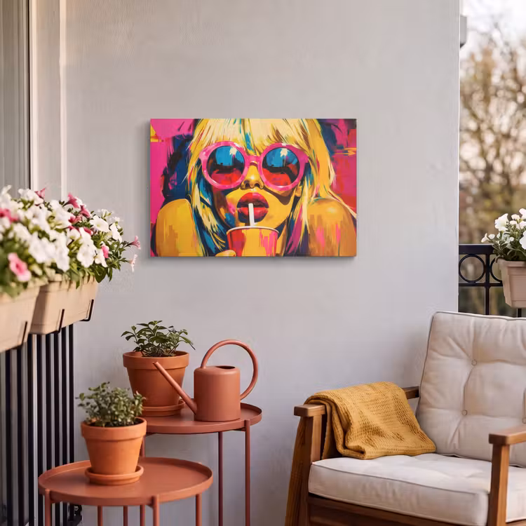 Buiten canvas - Zonnebril - Roze - Vrouw - Rietje — 4