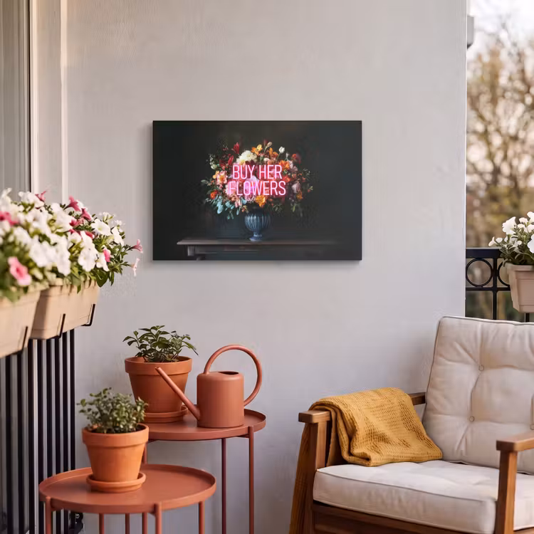 Buiten canvas - Quote - Bloemen - Vaas - Neon — 4