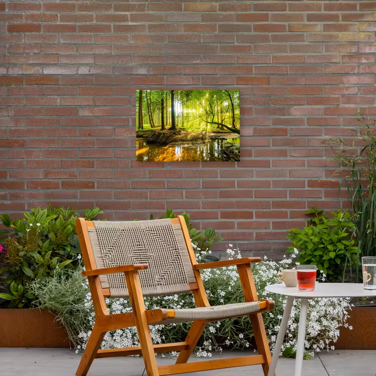 Buiten canvas - Zonnestralen in een groen bos — 2