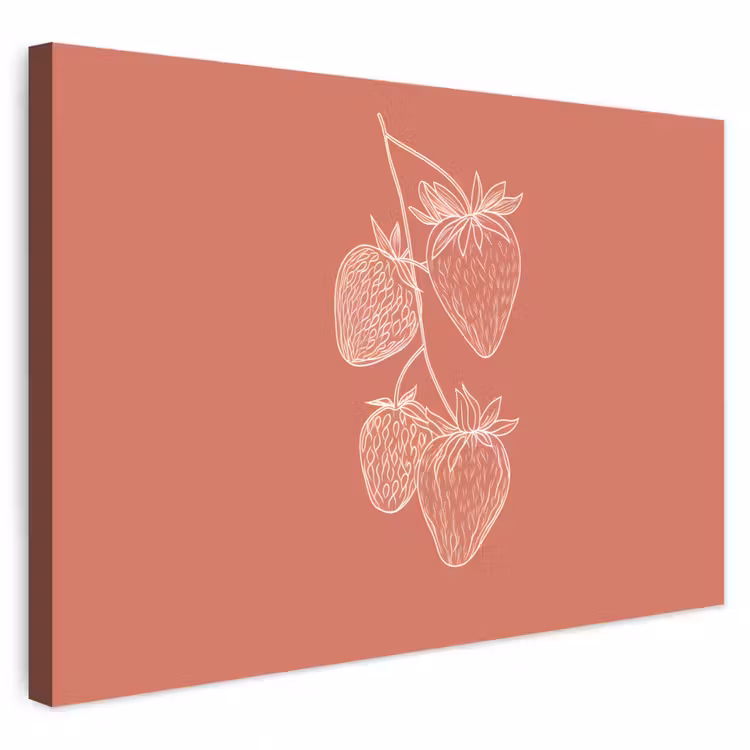 Buiten canvas - Minimalistisch - Illustratie - Aardbei - Tak — 1