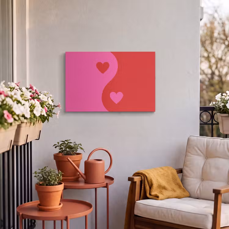 Buiten canvas - Minimalistisch - Rood - Roze - Hartjes — 4