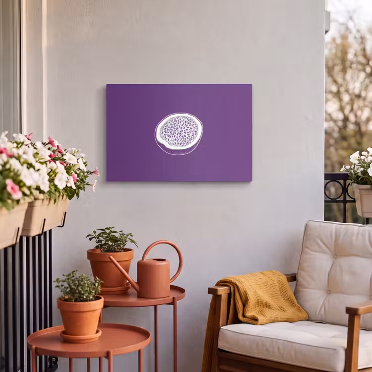 Buiten canvas - Passievrucht - Zaadjes - Paars - Minimalistisch — 4