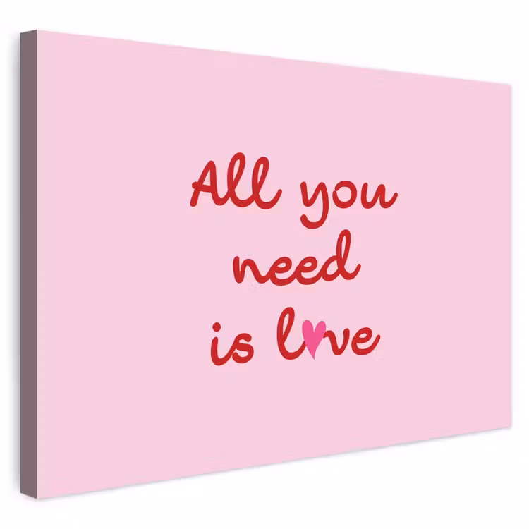 Buiten canvas - Tekst - Roze - Love - Hart — 1