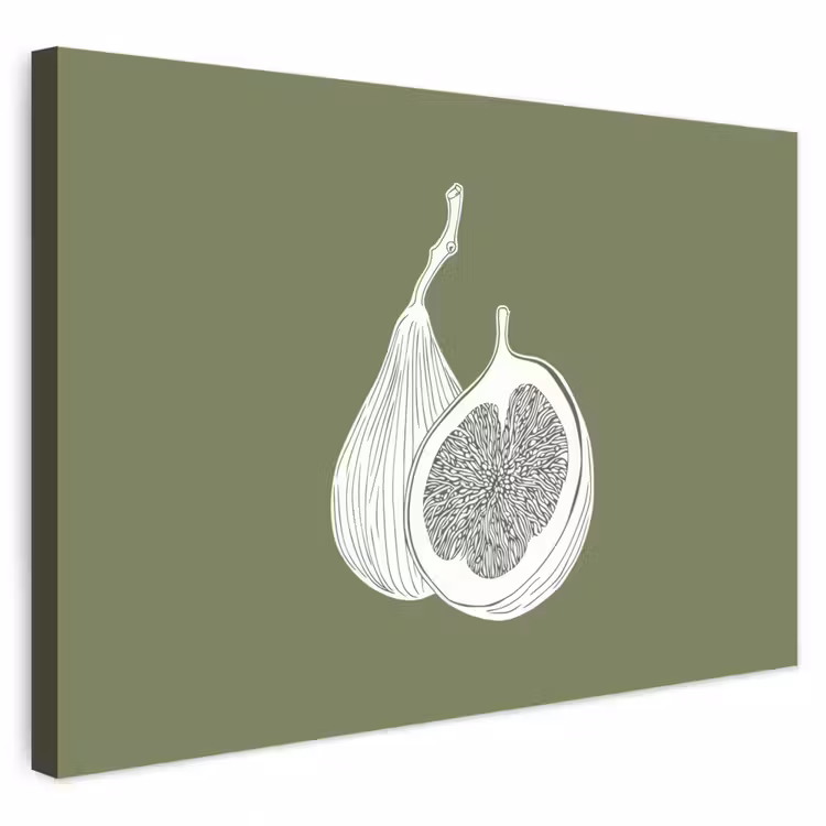 Buiten canvas - Vijgen - Minimalistisch - Getekend - Mosgroen — 1