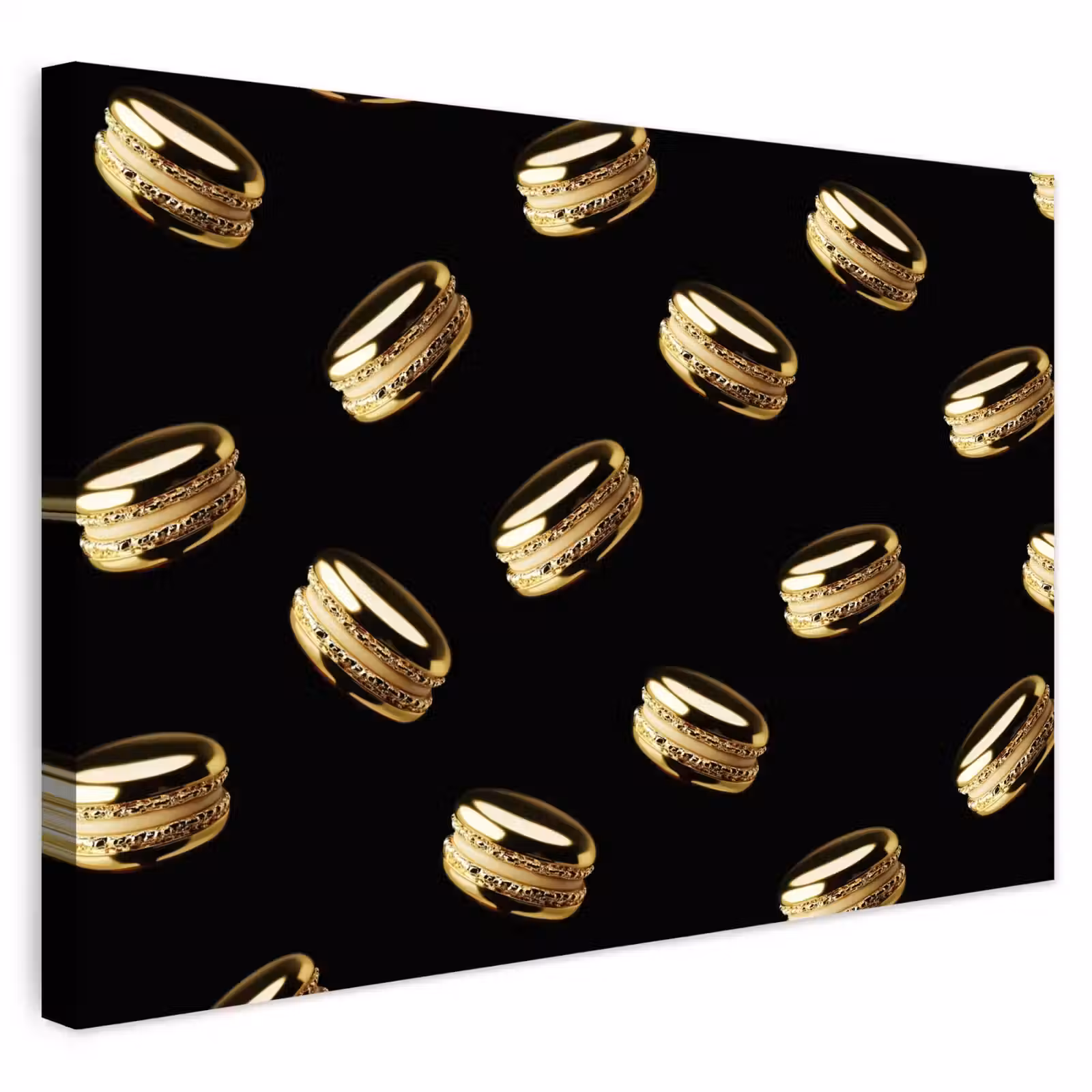 Buiten canvas - Macarons - Patroon - Goud - Zwart — 1