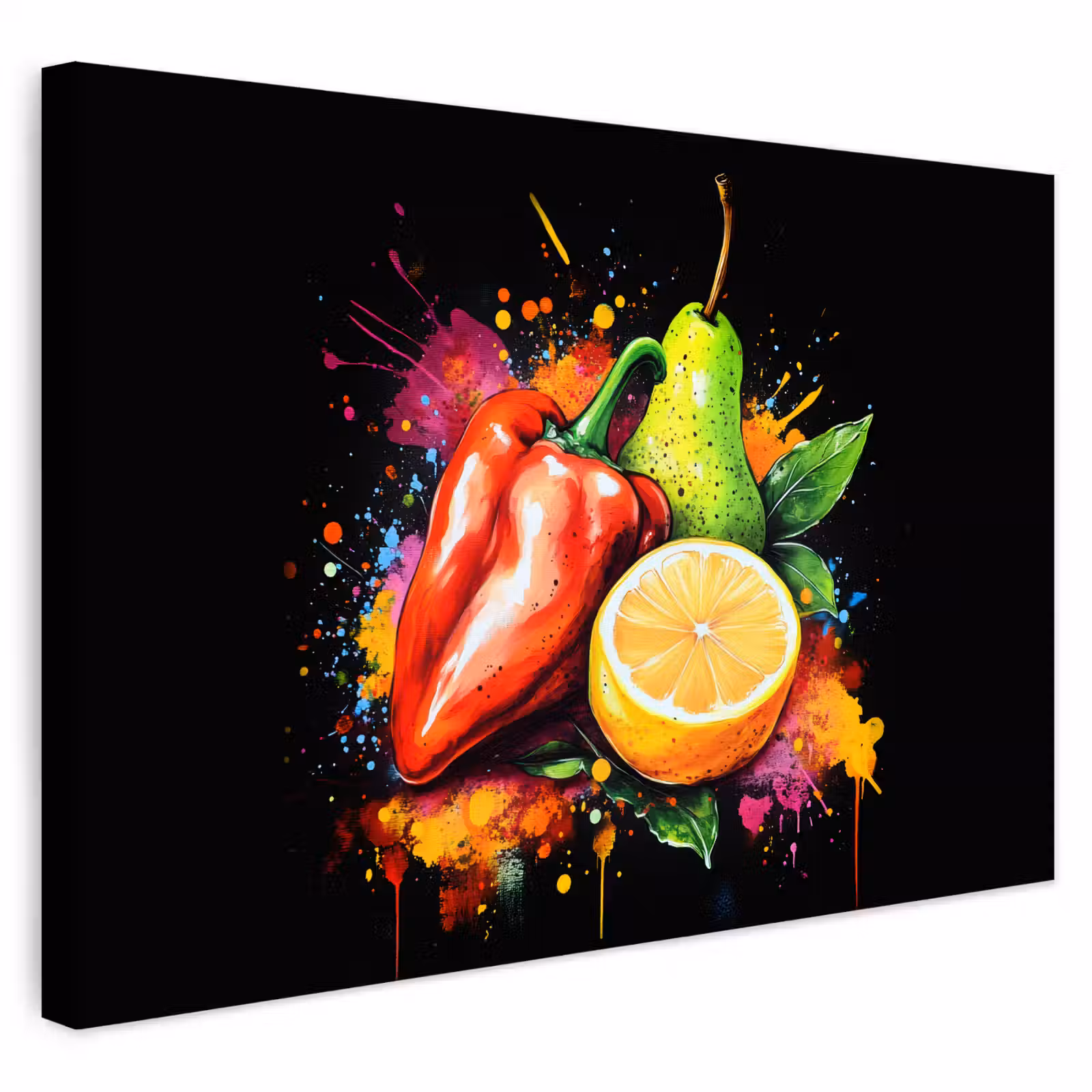 Buiten canvas - Paprika - Peer - Citroen - Graffiti - Verf - Abstract — 1