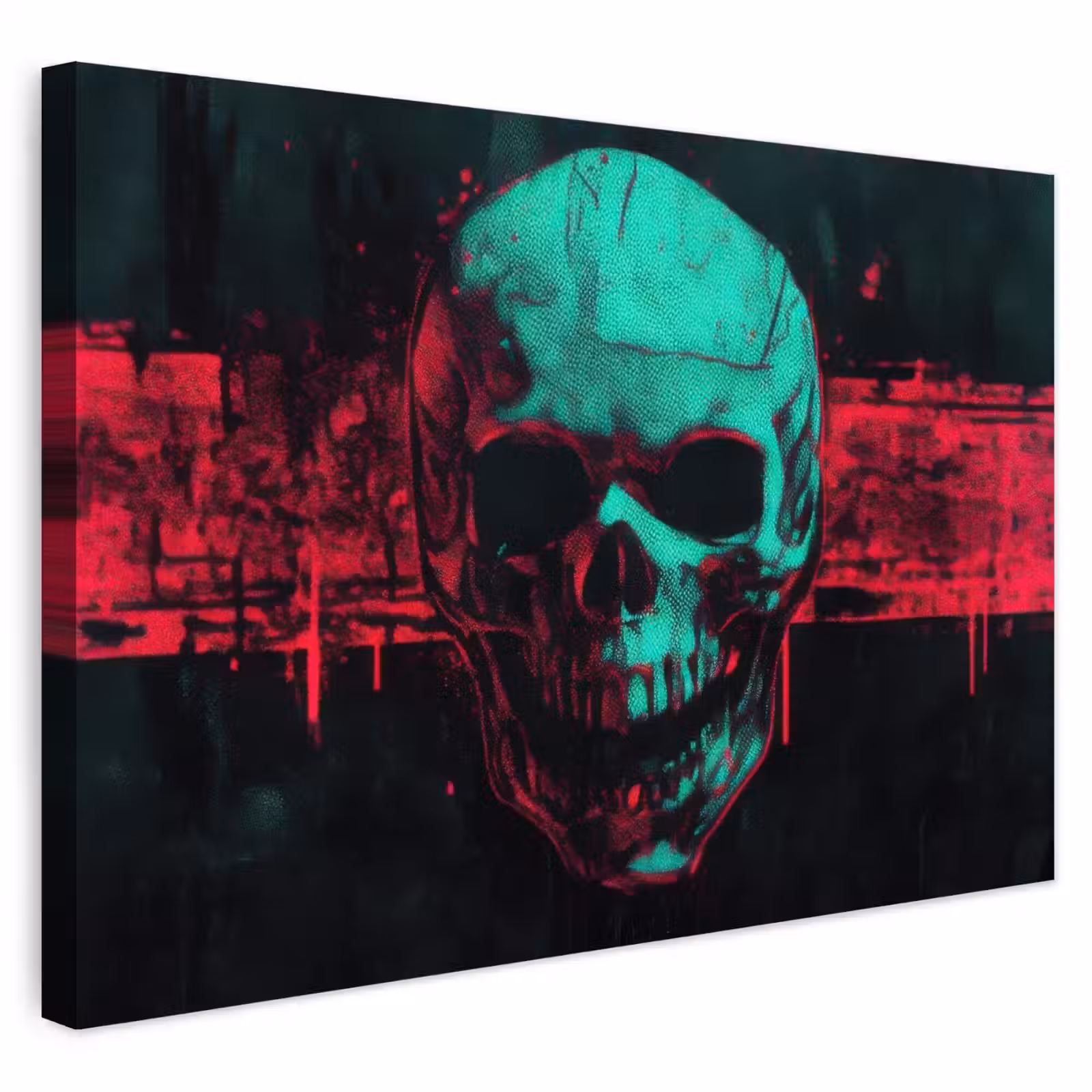 Buiten canvas - Schedel - Cyberpunk - Neon Rood — 1