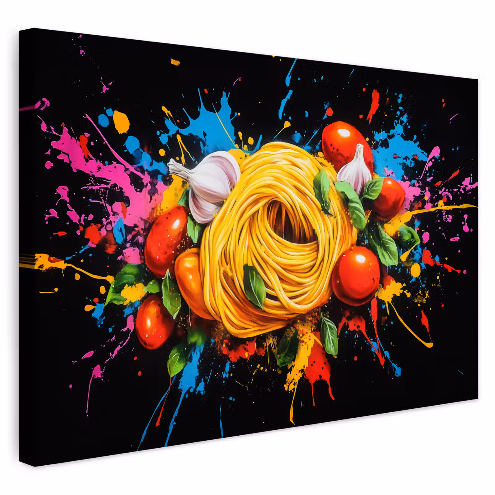 Buiten canvas - Spaghetti - Graffiti - Verf - Kleurrijk - Eten - Modern — 1